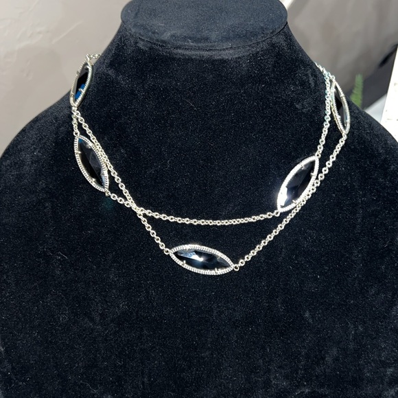 NWOT Kendra Scott Tory Marquis Long Station Necklace Gold & Black Onyx 40" - Picture 3 of 4